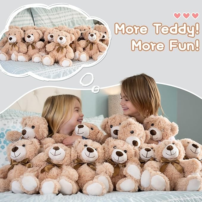 MorisMos 14'' Teddy Bears Bulk Plush Stuffed Bear 12 Pack Teddy Bears for Children, Wholesale Teddy 