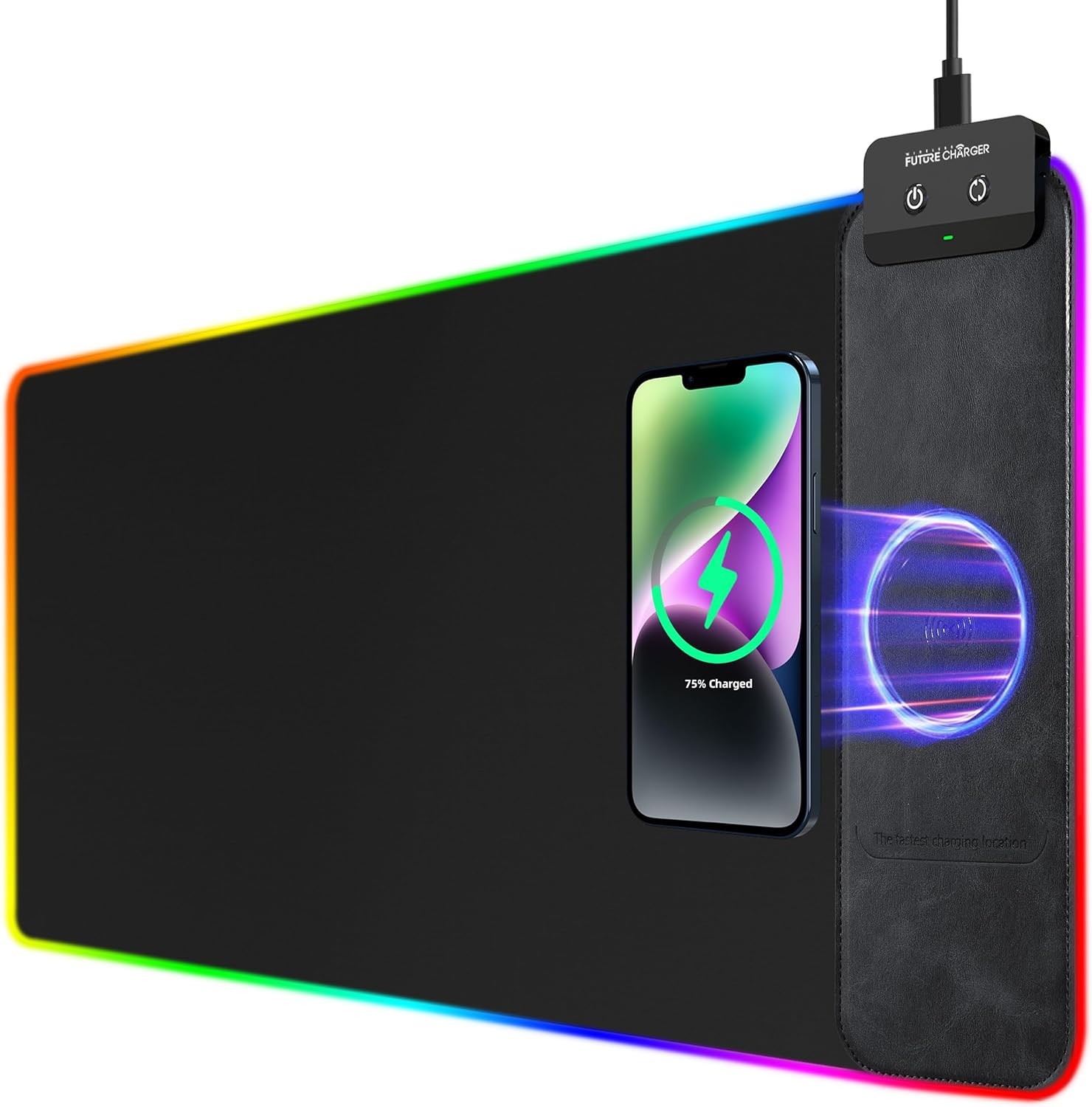 RGB Gaming Mouse Pad with Wireless Charging 10W, 31.5"x11.8"x0.12" Extended Large Desk Mat Protector