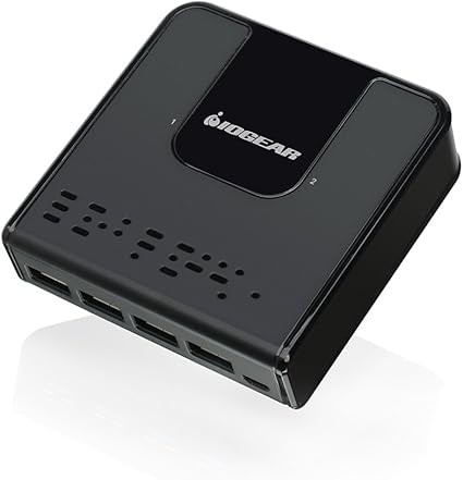IOGEAR 4x2 USB 3.0 Peripheral Sharing Switch - Share 4 USB Devices Between 2 Computers - LED Indicat