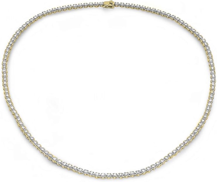 Dazzlingrock Collection 5.00 Cttw 14K Solid Gold Real Round Diamond Womens Tennis Necklace 5 CT