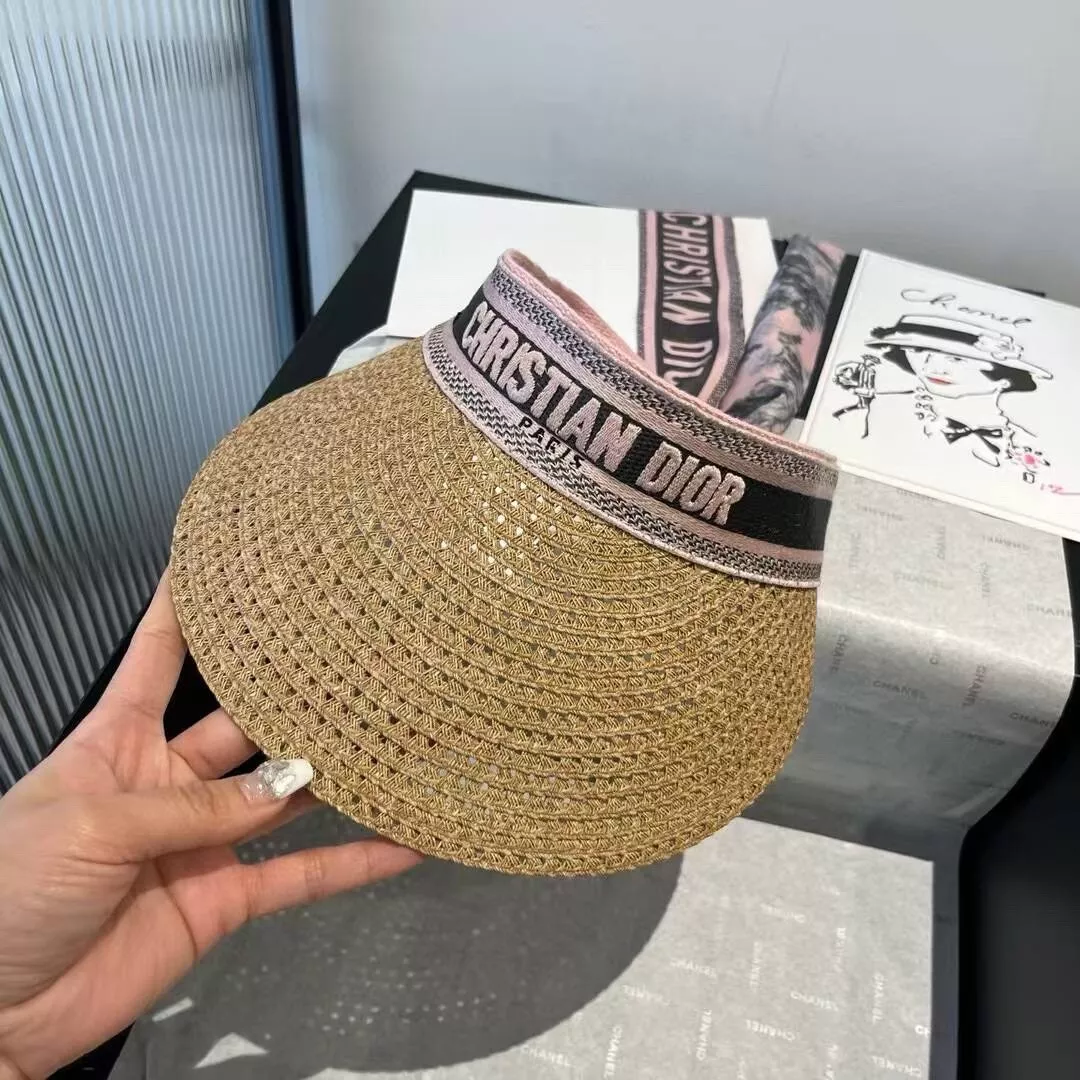 Dior Women’s Straw Visor | Stylish Designer Sun Hat | Summer Beach Accessory