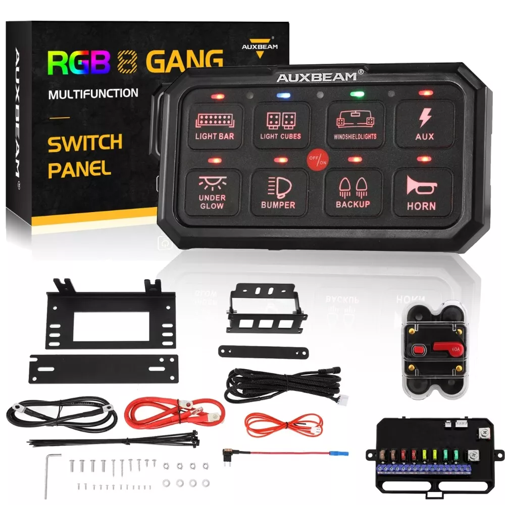 AUXBEAM RA80 XL 8 Gang Light Switch Panel RGB Electronic Relay System Control
