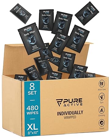 Shower Body Wipes, 480 Individually Wrapped Personal Hygiene Body Cleansing Wipes for Women and Men,