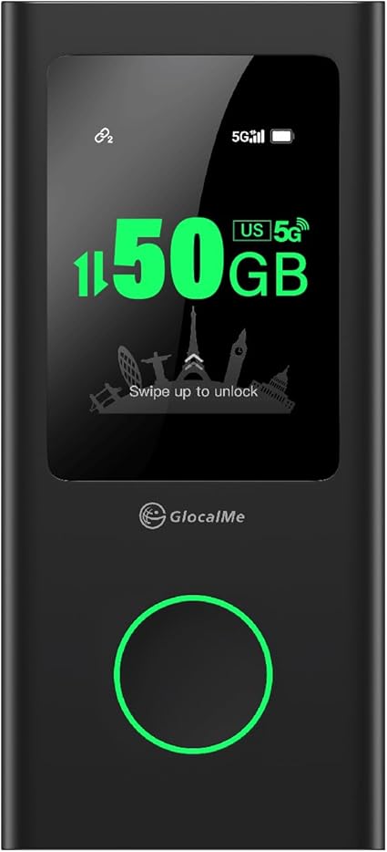 GlocalMe GlocalMe Numen Air 5G Hotspot with 50GB US/CA/MX Data 90Days, Portable WiFi Hotspot for Tra